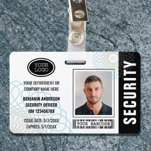 Custom Security Officer ID Photo Black ID Badge