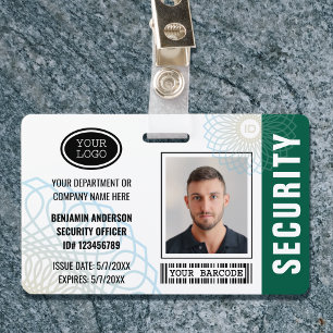 Custom Security Officer ID Photo Green ID Badge