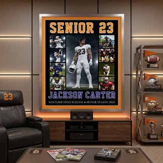 Custom Senior Football Photo Collage Poster