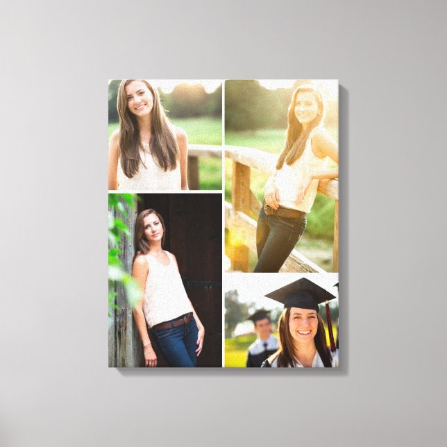 Custom Senior Graduation Photo Collage Canvas Print (Front)