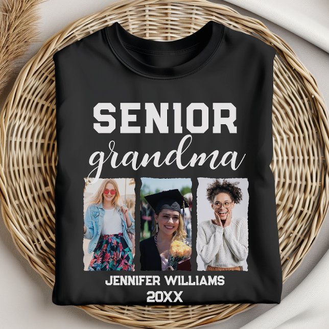Custom Senior Grandma Graduation Photo & Name T-Shirt (Creator Uploaded)