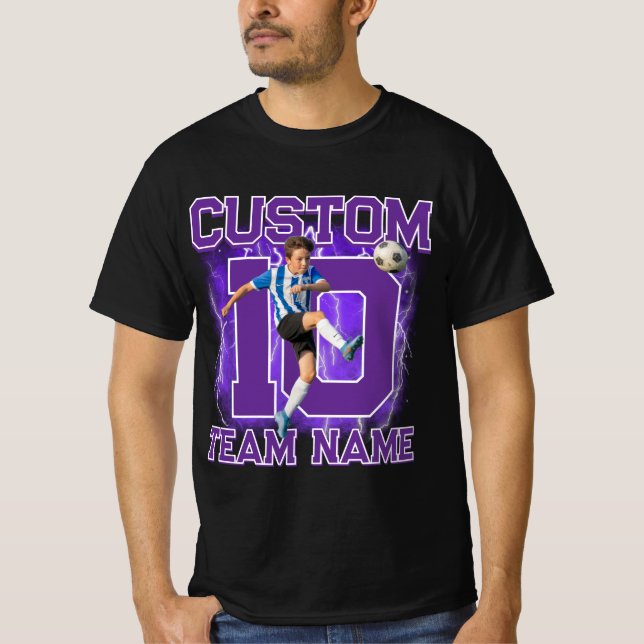 Custom senior soccer player, team name & number  T-Shirt (Front)