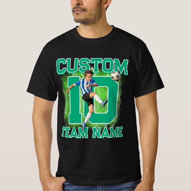 Custom senior soccer player, team name & number  T-Shirt (Front)