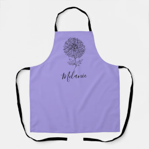 Custom September Aster Birth Flower Gift for Birth Apron