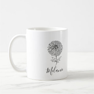 Custom September Aster Birth Flower Gift for Birth Coffee Mug
