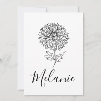 Custom September Aster Birth Flower Gift for Birth Invitation