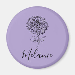 Custom September Aster Birth Flower Gift for Birth Magnet