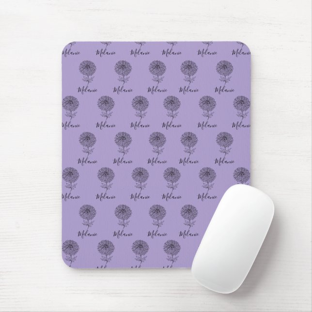 Custom September Aster Birth Flower Gift for Birth Mouse Pad (With Mouse)