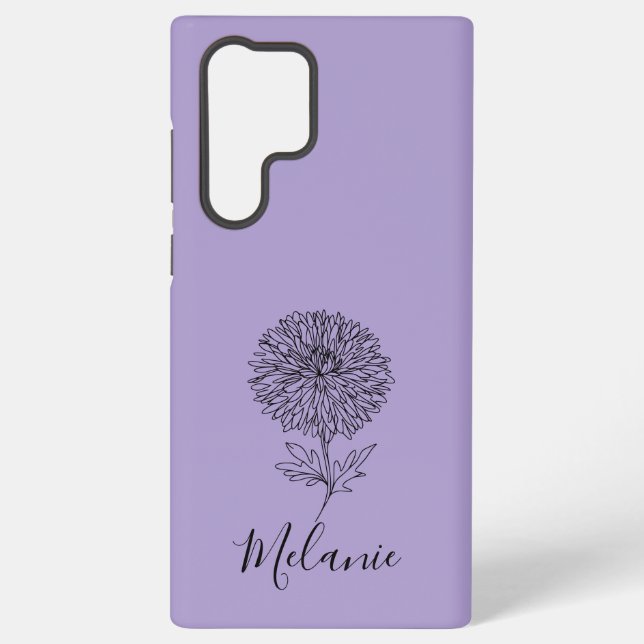 Custom September Aster Birth Flower Gift for Birth Samsung Galaxy S22 Ultra Case (Back)