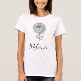 Custom September Aster Birth Flower Gift for Birth T-Shirt