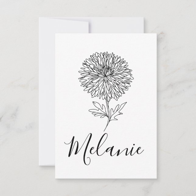 Custom September Aster Birth Flower Gift for Birth Thank You Card (Front)