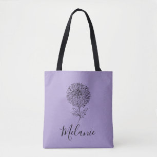 Custom September Aster Birth Flower Gift for Birth Tote Bag