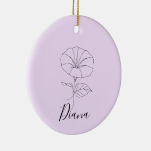 Custom September Morning Glory Birth Flower Gift Ceramic Tree Decoration
