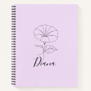 Custom September Morning Glory Birth Flower Gift Notebook