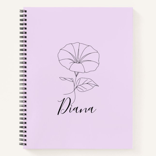 Custom September Morning Glory Birth Flower Gift  Notebook (Front)