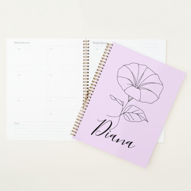 Custom September Morning Glory Birth Flower Gift  Planner (Display)