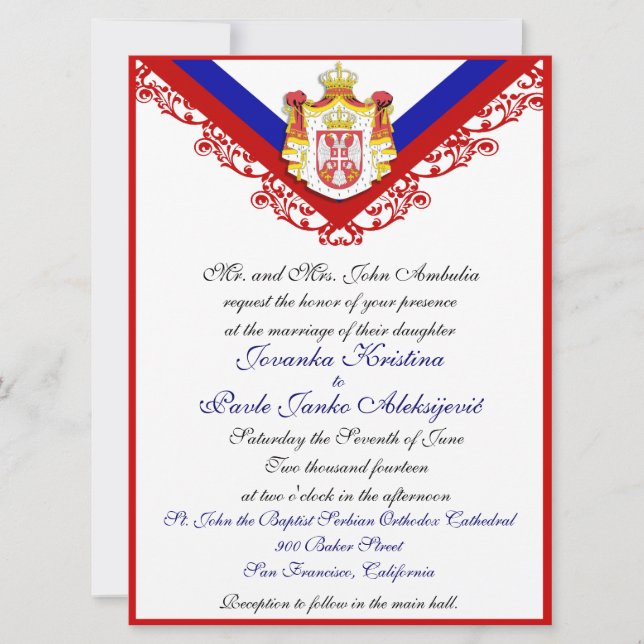 Custom Serbian Wedding Invitations (Front)