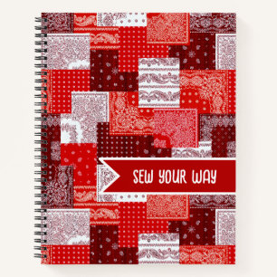 Custom Sewing Patchwork Bandanna Quilt Pattern Notebook