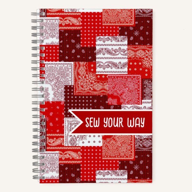 Custom Sewing Patchwork Bandanna Quilt Pattern Notebook (Front)