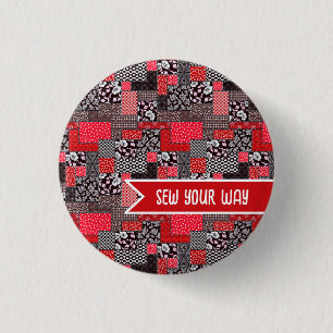 Custom Sewing Patchwork Sew Your Way Design 3 Cm Round Badge