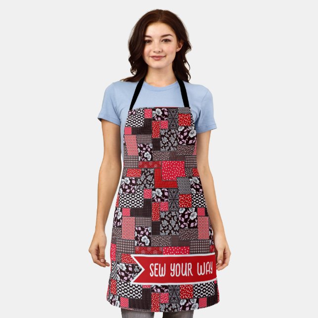 Custom Sewing Patchwork Sew Your Way Design Apron (Worn)