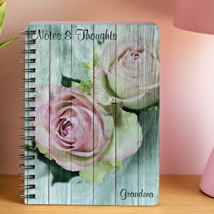 Custom, Shabby Chic Pink Roses, Notebook Journal