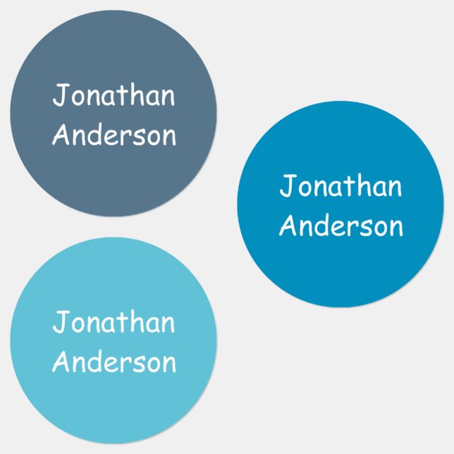 Custom Shades of Blue Kid's Name Labels (Group)