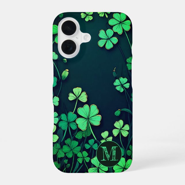 Custom Shamrock Meadow iPhone 16 Case (Back)