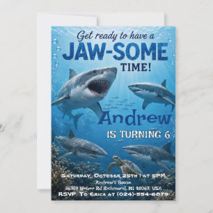 Custom Shark Birthday party Invitation