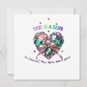 Custom She Is A Gem Heart Gemstone Gift