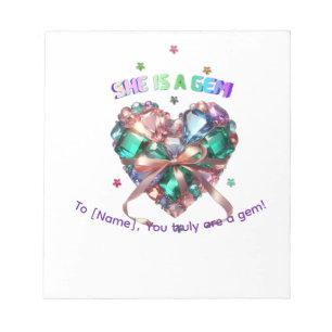 Custom She Is A Gem Heart Gemstone Gift Notepad