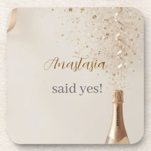 Custom She Said Yes Bridal Shower Paper Coaster