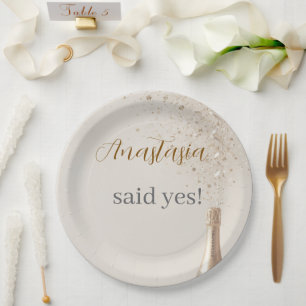 Custom She Said Yes Bridal Shower Paper Plate