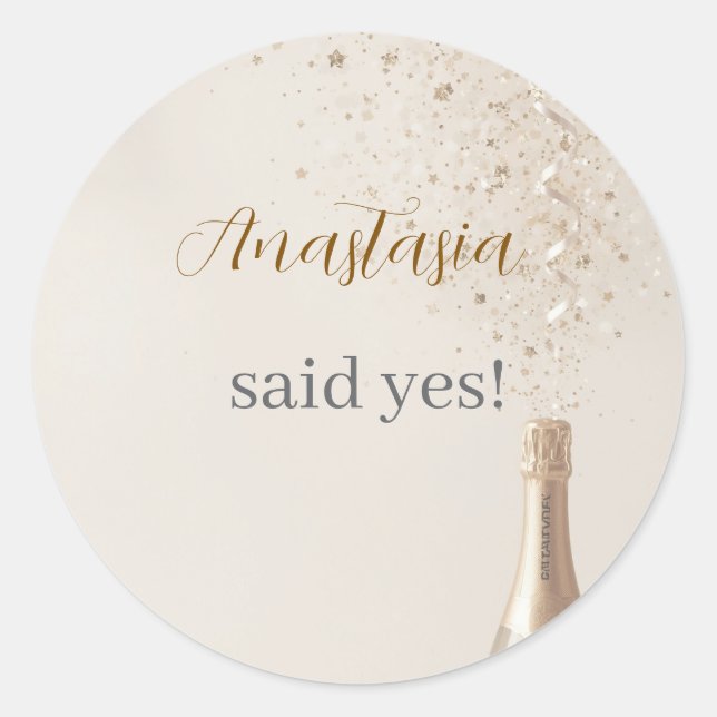 Custom She Said Yes Bridal Shower Round Sticker (Front)