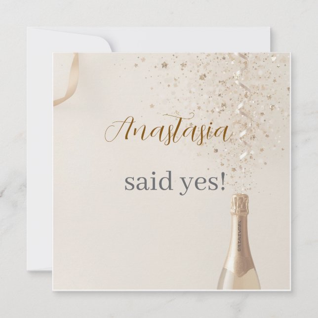 Custom She Said Yes Bridal Shower Sticker Invitation (Front)