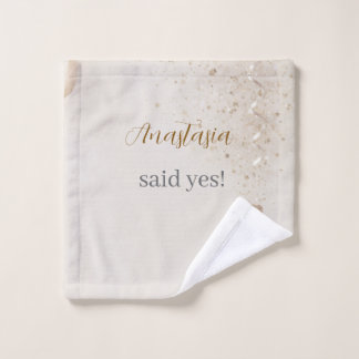 Custom She Said Yes Bridal Shower Wash Cloth