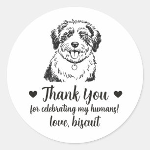 Custom Sheepdog Dog Wedding Favour Stickers