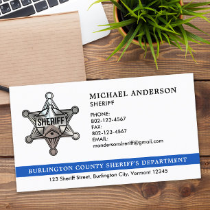 Custom Sheriff Police Officer Law Enforcement Logo Business Card