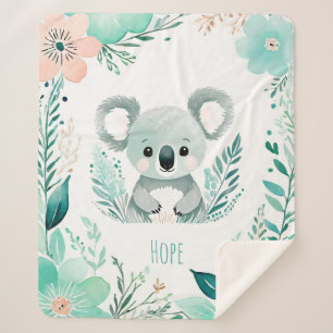 Custom Sherpa Baby Blanket - Boho Koala Design