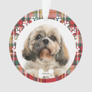 Custom Shih Tzu Dog Pet Photo Christmas Holiday Ornament
