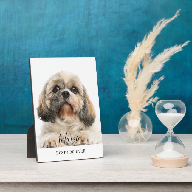 Custom Shih Tzu Script Name Pet Photo Plaque (Side)