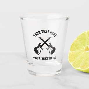 Custom shot glasses with electric guitar logo
