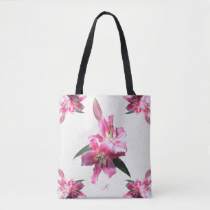 Custom Shoulder Tote Pink Lilies Flowers Bag