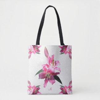 Custom Shoulder Tote Pink Lilies Flowers Bag