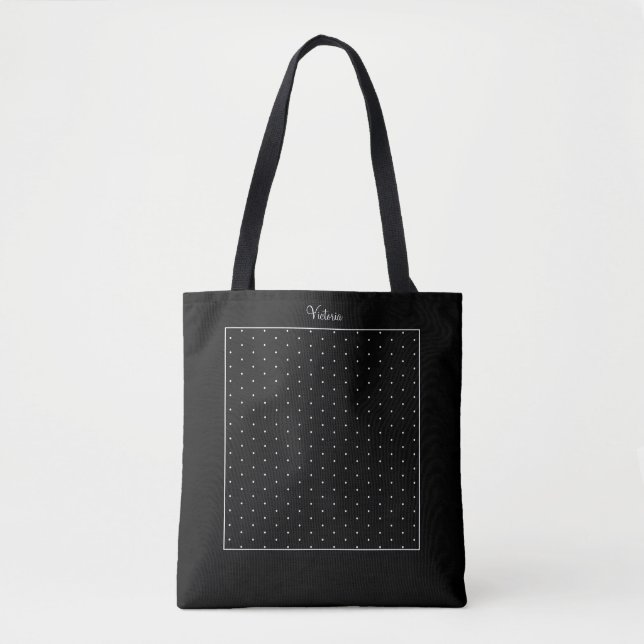 Custom Shoulder Tote Swiss Dots Polka Black (Front)