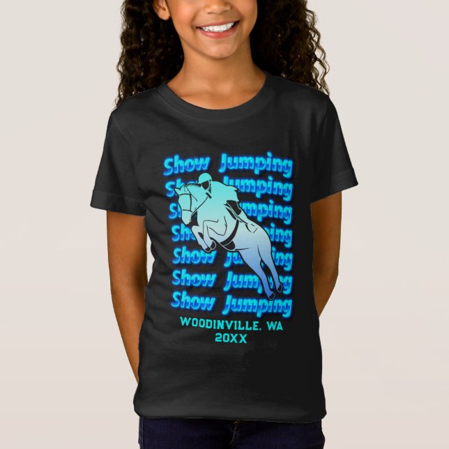 Custom Show Jumping Event or Location Date Name T-Shirt (Front)
