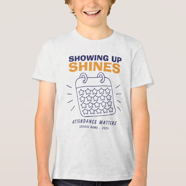 Custom Showing Up Shines School Tri-Blend Shirt (Front)