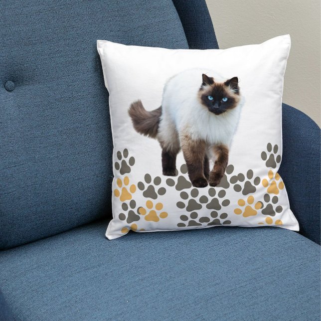 Custom Siamese Cat Cute Pet Gift White Template  Cushion (Creator Uploaded)
