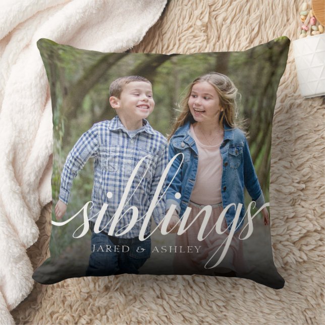 Custom Siblings Brother Sister Photo Handwriting Cushion (Blanket)