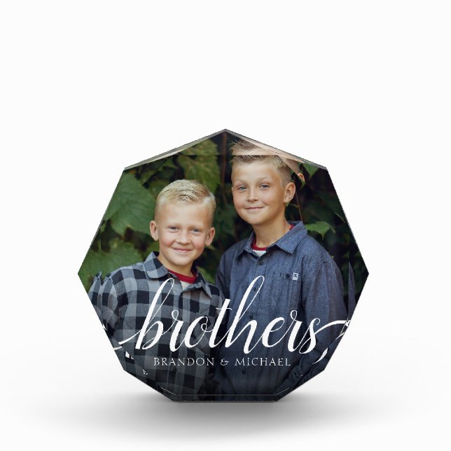 Custom Siblings Brothers Photo Handwriting Block (Front)